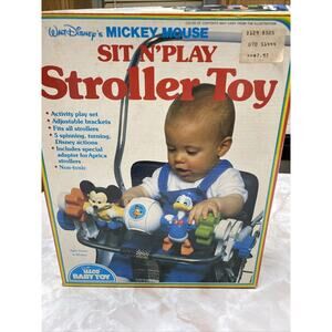 Walt Disney Mickey Mouse Sit and Play Stroller Toy Play Set Pluto Donald Vintage